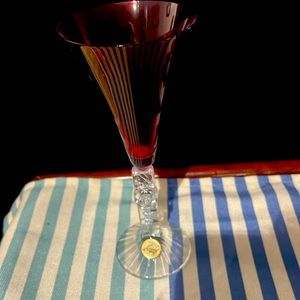 Cristal D’Arques France 🇫🇷 Champagne glass Red Noel EUC so Beautiful 😍👀